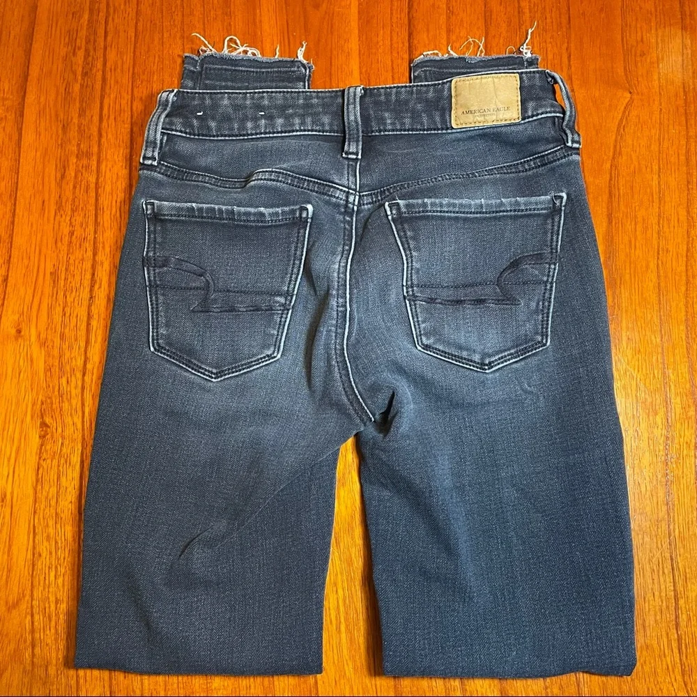 American Eagle distressed hi rise skinny jeggings with raw hem